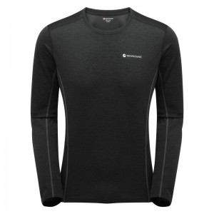 Black Montane Dart Long Sleeve Men's T Shirts | JVJ3430ON