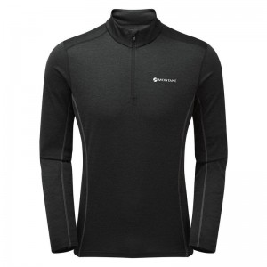 Black Montane Dart Zip Neck Men's T Shirts | MMR789XN