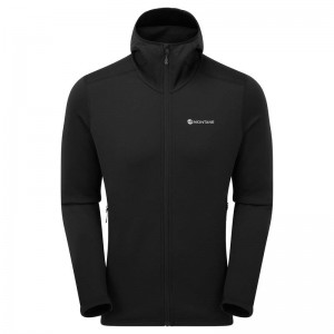 Black Montane Fury Hooded Men's Fleece Jackets | JPL2446MG