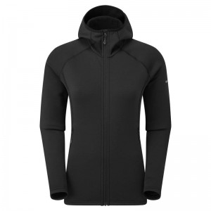 Black Montane Fury Hooded Women's Fleece Jackets | OBV1761QH