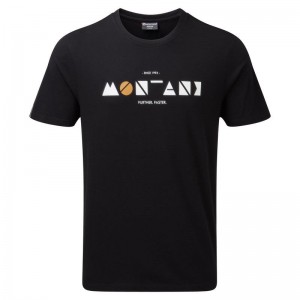 Black Montane Geometry Men's T Shirts | BMG3816SJ