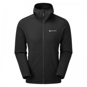 Black Montane Protium Hooded Men's Fleece Jackets | XZK9161WH