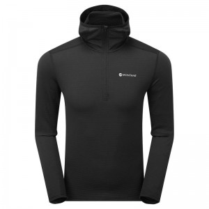 Black Montane Protium Lite Hooded Pull On Men's Fleece | AUC1853BU