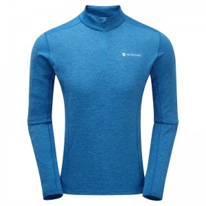 Blue Montane Dart Zip Neck Men's T Shirts | QGK2228JC