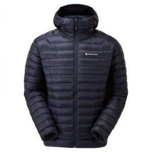 Dark Blue Montane Anti-Freeze Hooded Men's Down Jackets | RSY7746EL