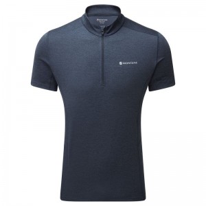 Dark Blue Montane Dart Zip Men's T Shirts | WJN683CI