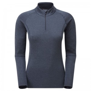 Dark Blue Montane Dart Zip Neck Women's T Shirts | JWW4096OP