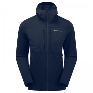 Dark Blue Montane Fury XT Hooded Men's Fleece Jackets | XPG7185XU