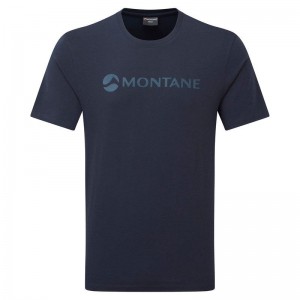 Dark Blue Montane Mono Logo Men's T Shirts | VTA5394CE