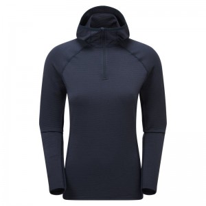 Dark Blue Montane Protium Lite Hooded Pull On Women's Fleece | HGO6459VF