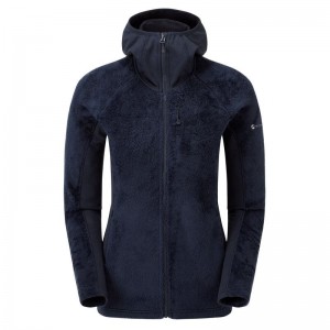 Dark Blue Montane Protium XPD Hooded Women's Fleece Jackets | JKQ3432MD