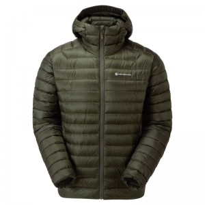 Dark Green Montane Anti-Freeze Hooded Men's Down Jackets | EWT9993UX