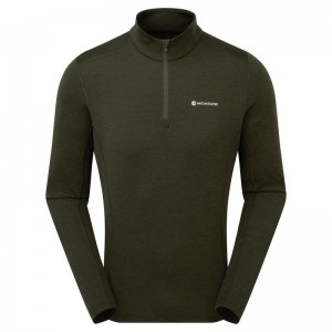 Dark Green Montane Dart Zip Neck Men's T Shirts | MZQ249XZ