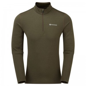 Dark Green Montane Dart Zip Neck Men's T Shirts | ZIX5130WN