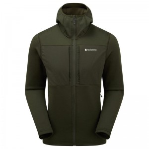 Dark Green Montane Fury XT Hooded Men's Fleece Jackets | XWT5438IZ