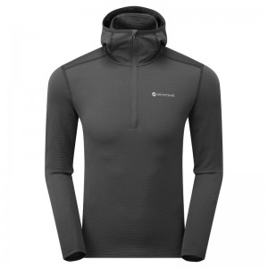 Dark Grey Montane Protium Lite Hooded Pull On Men's Fleece | WSP3375MM