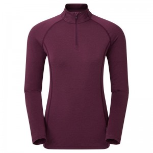 Dark Purple Montane Dart Thermo Zip Neck Women's T Shirts | XTO6567SK