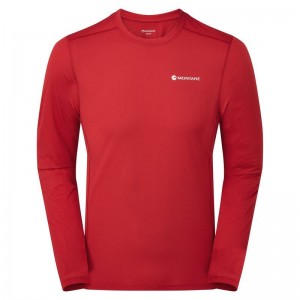 Dark Red Montane Dart Lite Long Sleeve Men's T Shirts | LLG3594VE