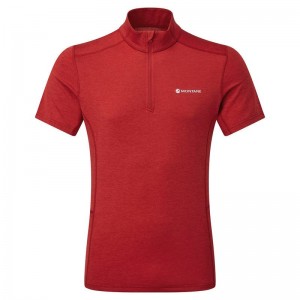 Dark Red Montane Dart Zip Men's T Shirts | ELA4527XT