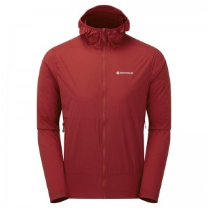 Dark Red Montane Featherlite Hooded Windproof Men's Jackets | SNG2963BC