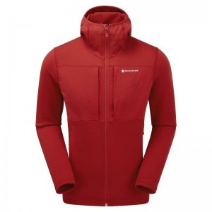 Dark Red Montane Fury XT Hooded Men's Fleece Jackets | UTN8186OB