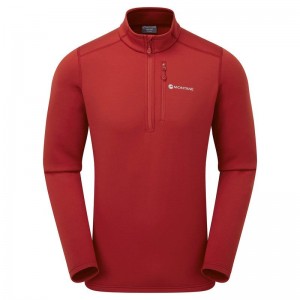 Dark Red Montane Fury Zip Pull-On Men's Fleece | QPF8325WV