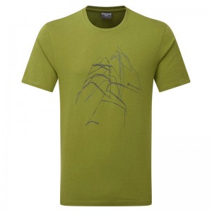 Green Montane Abstract Mountain Men's T Shirts | SLZ3914AQ