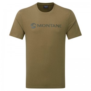 Green Montane Mono Logo Men's T Shirts | QVW8741AL