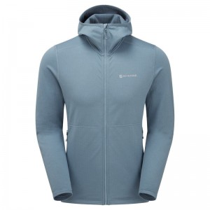 Grey Blue Montane Protium Hooded Men's Fleece Jackets | NWC2742UI