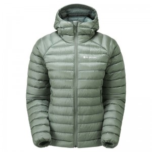 Grey Green Montane Anti-Freeze Hooded Women's Down Jackets | BCO5284WK