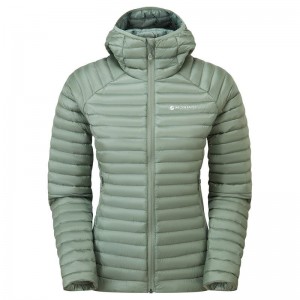 Grey Green Montane Anti-Freeze Lite Hooded Women's Down Jackets | JOT5575QB