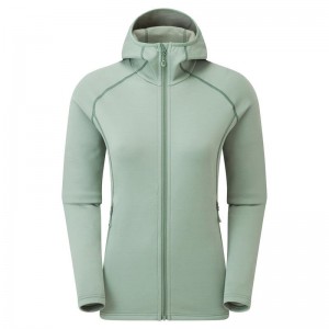 Grey Green Montane Fury Hooded Women's Fleece Jackets | JXX7898QW