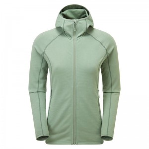 Grey Green Montane Protium Hooded Women's Fleece Jackets | AHT841PW