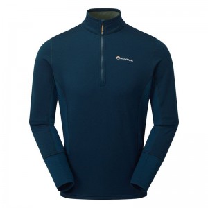 Navy Blue Montane Iridium Hybrid Pull-On Men's Fleece Jackets | SLX9867TK