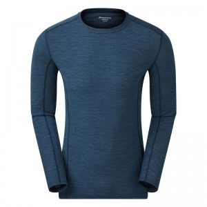 Navy Blue Montane Primino 140 Long Sleeve Men's T Shirts | RNP9336FX