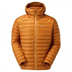 Orange Montane Anti-Freeze Hooded Men's Down Jackets | UST125SL