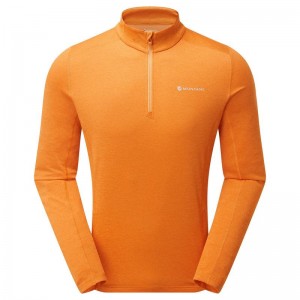 Orange Montane Dart Zip Neck Men's T Shirts | TAI9883GG