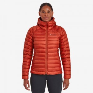 Orange Red Montane Anti-Freeze Hooded Women's Down Jackets | PLD59TE