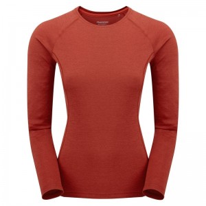 Orange Red Montane Dart Long Sleeve Women's T Shirts | GCM3518WX