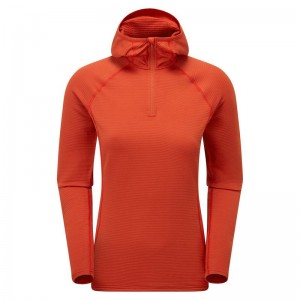 Orange Red Montane Protium Lite Hooded Pull On Women's Fleece | PPB9591ZZ