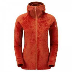 Orange Red Montane Protium XPD Hooded Women's Fleece Jackets | DDX5690PB