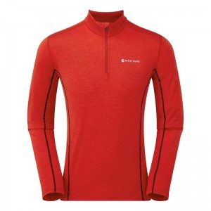 Red Montane Dart Zip Neck Men's T Shirts | PGG7693DX