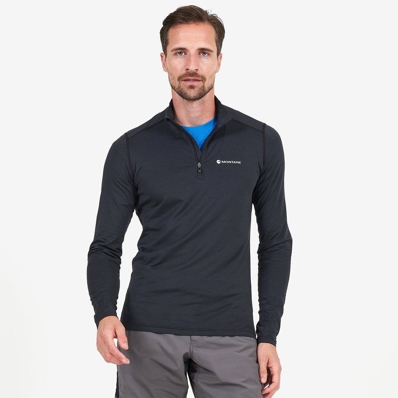 Black Montane Dart Zip Neck Men's T Shirts | MMR789XN