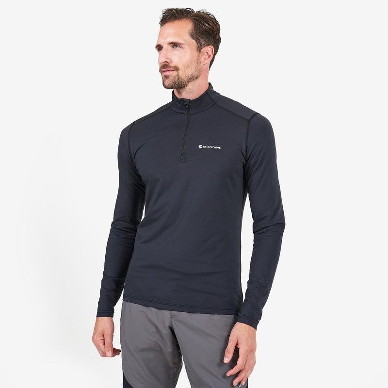 Black Montane Dart Zip Neck Men's T Shirts | MMR789XN