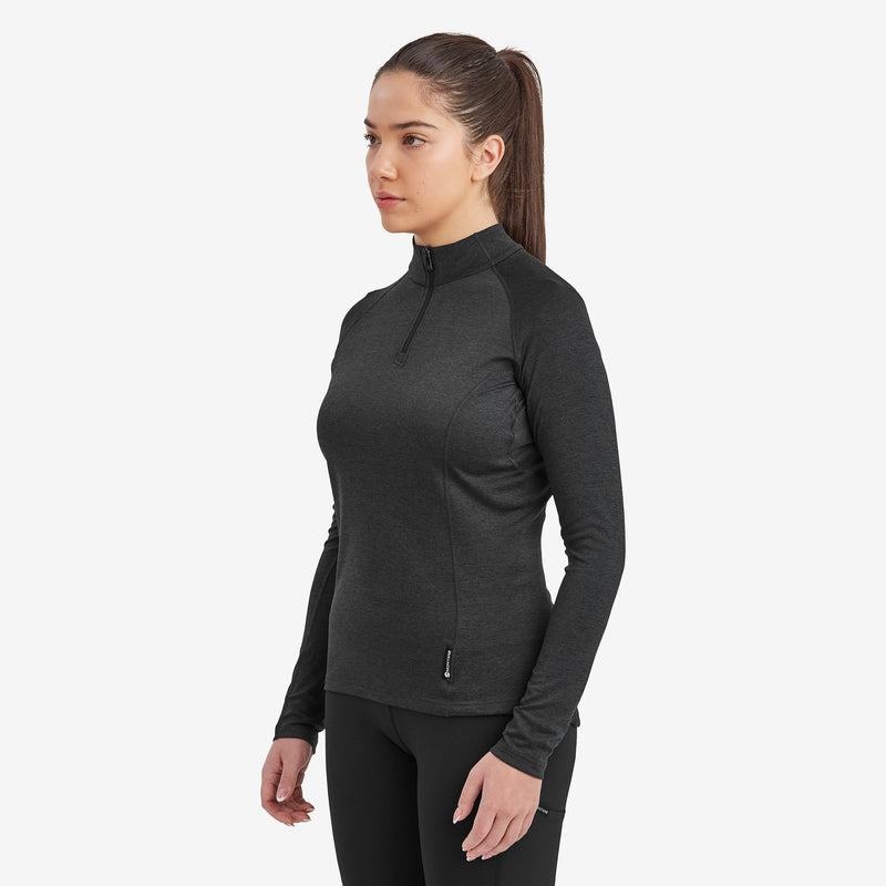 Black Montane Dart Zip Neck Women's T Shirts | FSR877CS