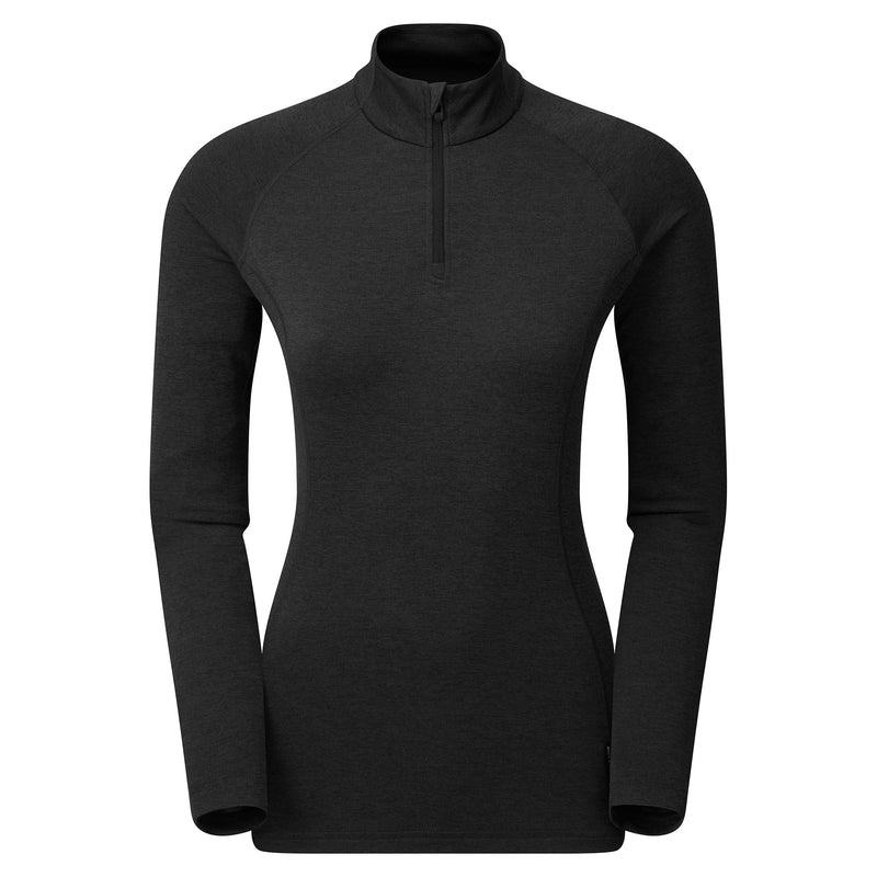 Black Montane Dart Zip Neck Women\'s T Shirts | FSR877CS