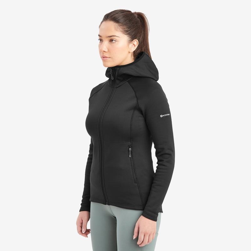 Black Montane Fury Hooded Women's Fleece Jackets | OBV1761QH