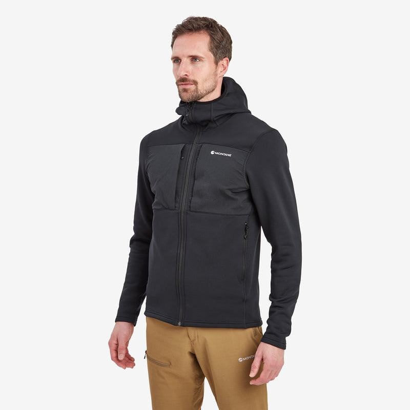 Black Montane Fury XT Hooded Men's Fleece Jackets | YZM3716PN