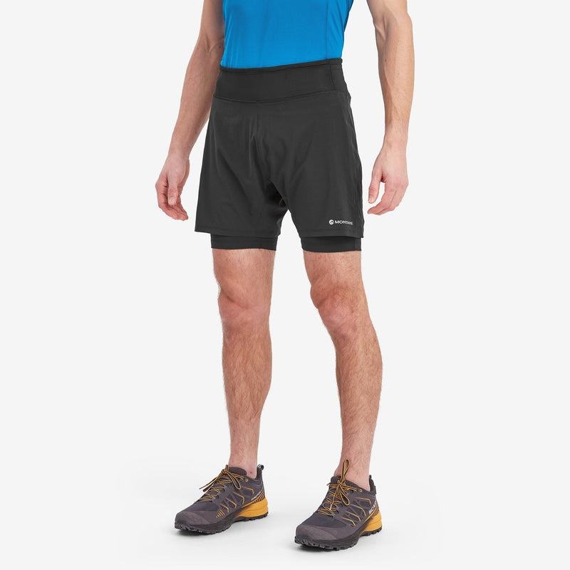 Black Montane Slipstream Twin Skin Running Men's Shorts | LLE6080XP