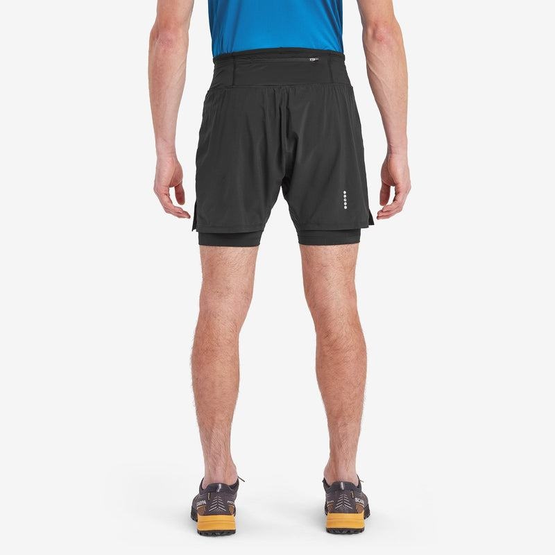 Black Montane Slipstream Twin Skin Running Men's Shorts | LLE6080XP